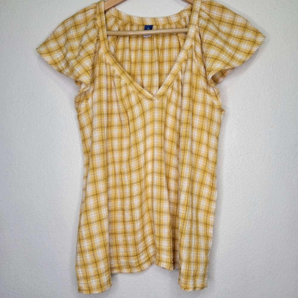 Old Navy Yellow Plaid Women's Top